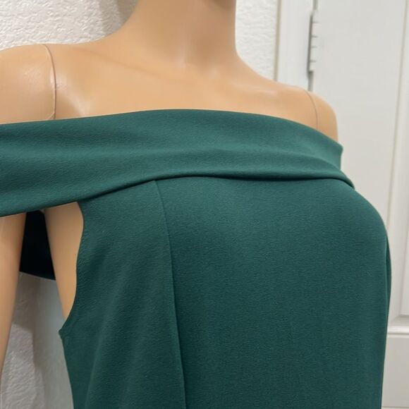 Windsor Hunter Green Formal Dress Gown Large Off Shoulder Sleeveless Slit Maxi - Picture 3 of 14